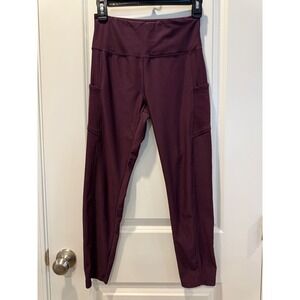 Cali Active Womens High Waisted Moto Leggings with Pockets Burgundy Plum Small‎